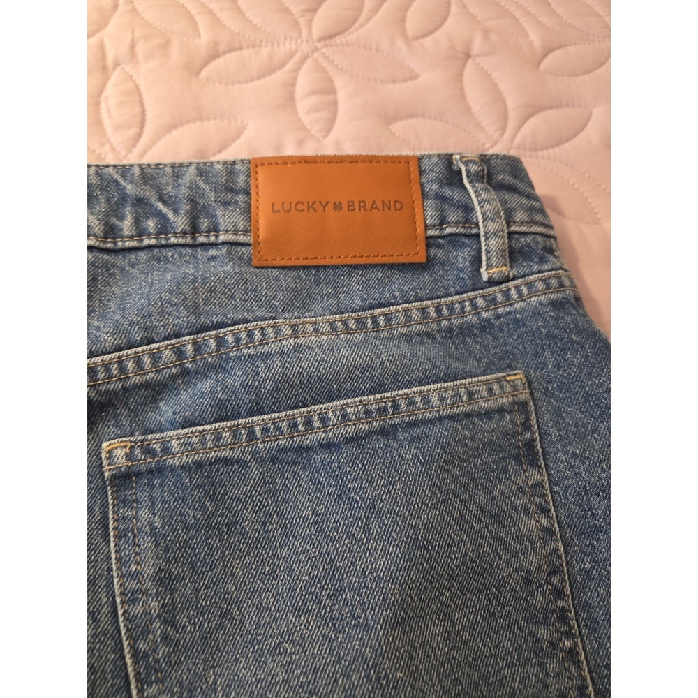 Lucky Brand Midi Denim Skirt Frayed Hem Blue Medium Wash‎ Size 16 NWT - Picture 4 of 7